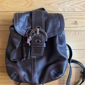 Vintage Coach Brown Leather Backpack